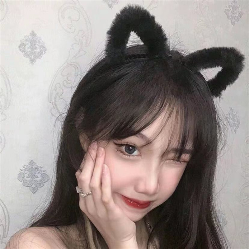 Anime Cosplay Korean Girl - عصابة رأس لطيفة بآذان قطة فروية،