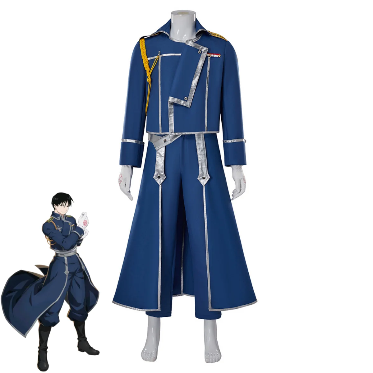 Fullmetal Alchemist Coat - الأزرق القتال الزي العسكري معطف شعر