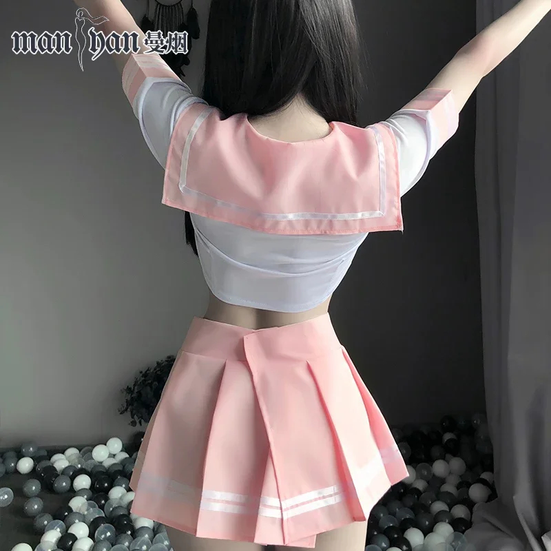 Anime Cosplay Korean Girl - 2026 قميص كوري قصير وتنورة مطوية،