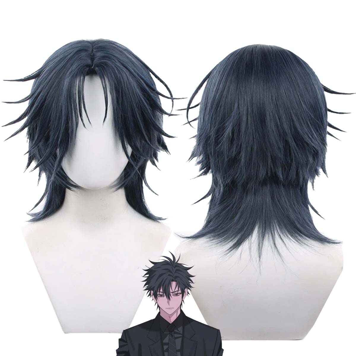 باروكة تنكرية للرجال من أنمي ل - مراجعة Anime Cosplay Blue Hair وسعره
