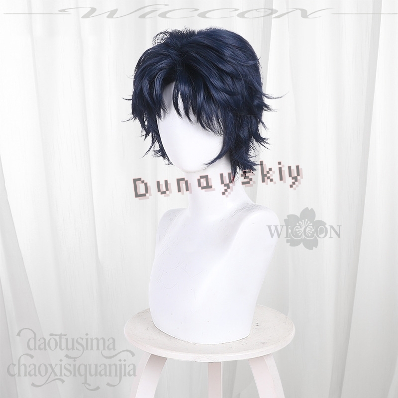 شعر مستعار قصير مدبب أزرق داكن - مراجعة Anime Cosplay Blue Hair وسعره