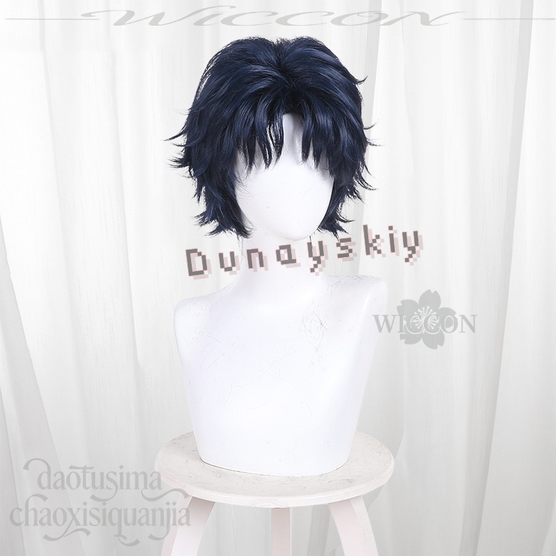 شعر مستعار قصير مدبب أزرق داكن - مراجعة Anime Cosplay Blue Hair وسعره