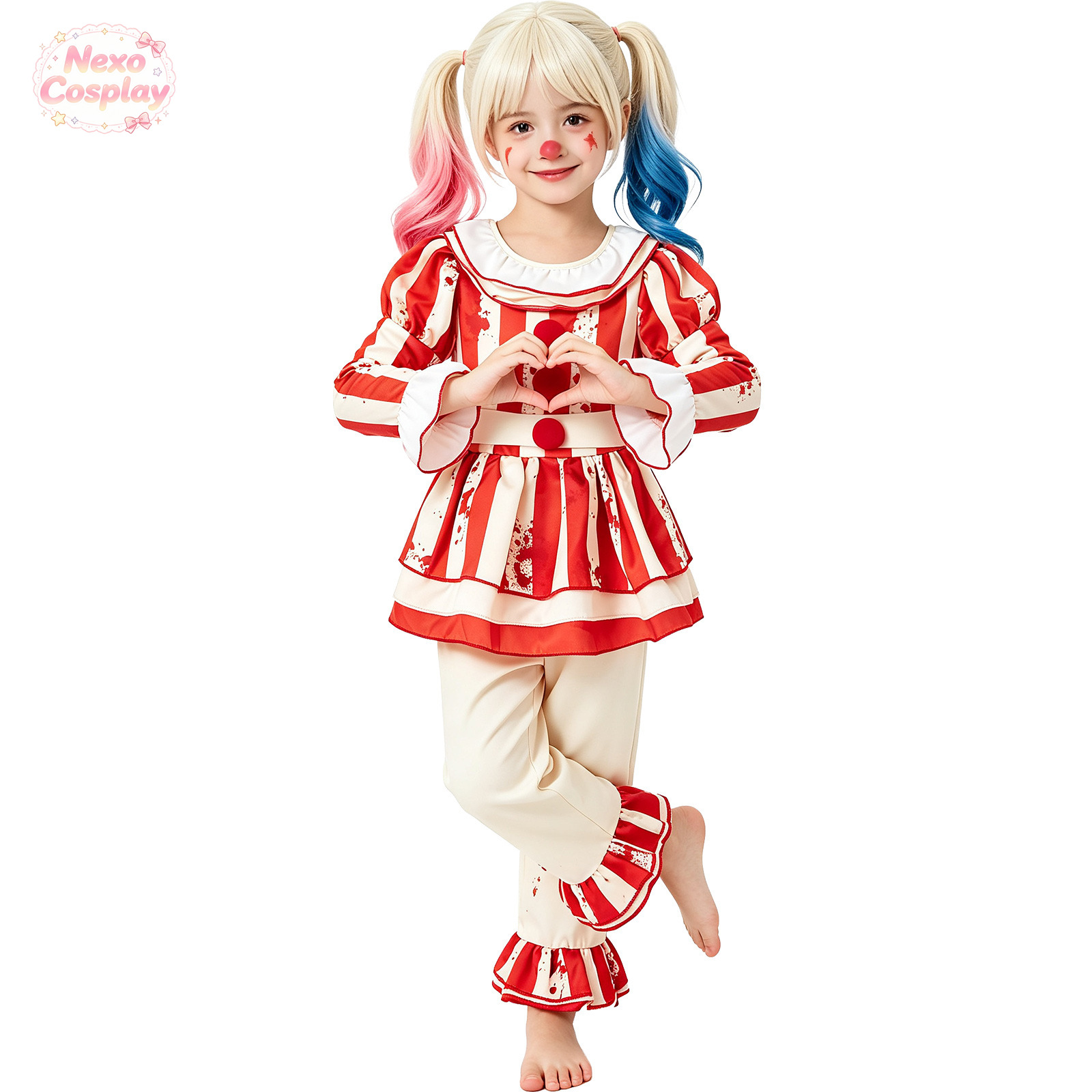 بدلة مهرج مرعب للأطفال بخطوط ح - مراجعة Anime Cosplay Kid وسعره