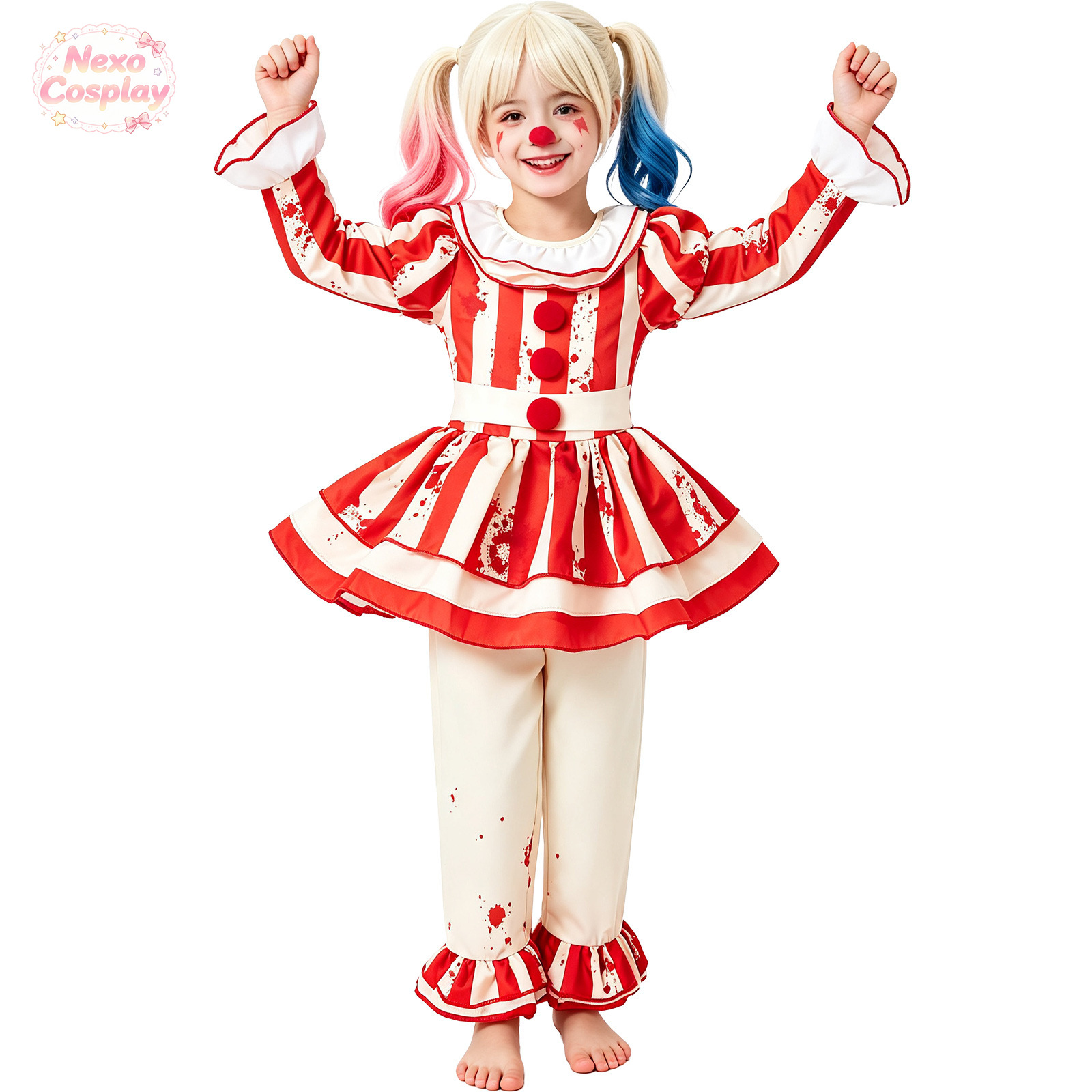 بدلة مهرج مرعب للأطفال بخطوط ح - مراجعة Anime Cosplay Kid وسعره