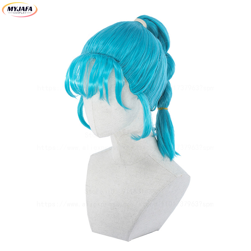 بولما شعر مستعار تأثيري بورما  - مراجعة Anime Cosplay Blue Hair وسعره