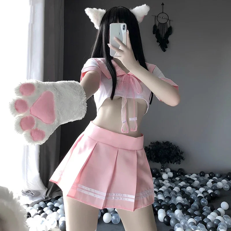 2026 قميص كوري قصير وتنورة مطو - مراجعة Anime Cosplay Korean Girl وسعره