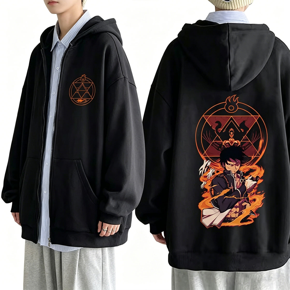 هودي بسحاب بتصميم رسومي لشخصية - مراجعة Fullmetal Alchemist Coat وسعره
